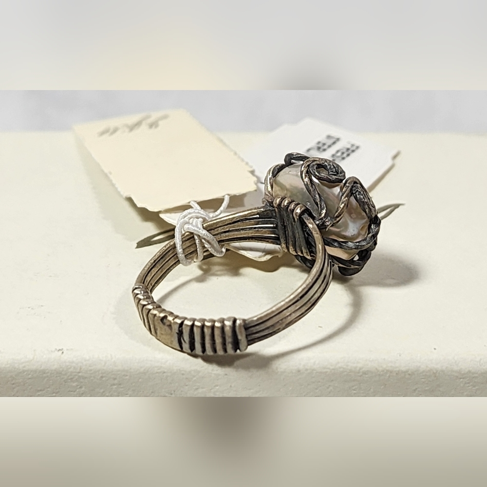 VINTAGE J.Jill STERLING SILVER FRESH WATER PEARL WOMEN'S ROUND RING SIZE 7 NWT - Picture 5 of 11